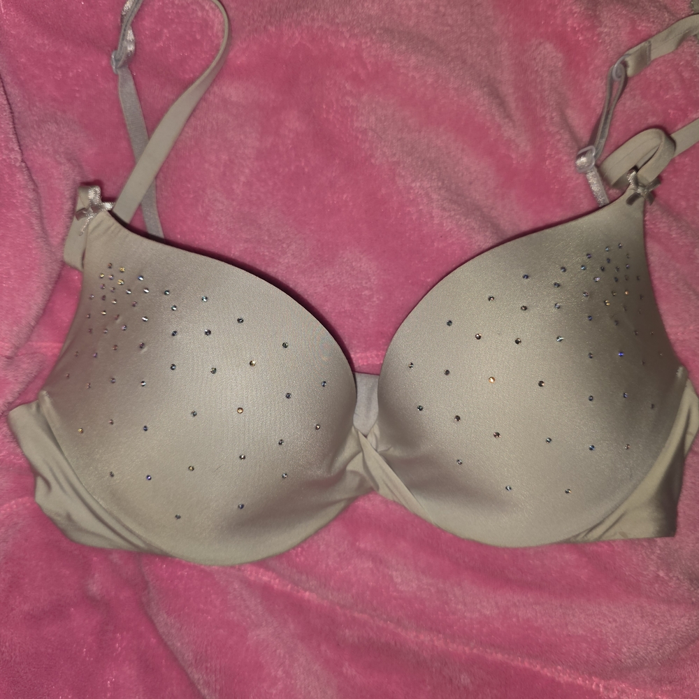 Elegant Beige Studded Bra